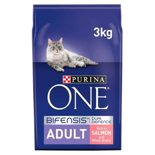 Purina ONE Adult Salmon And Whole Grains Dry Cat Food 3kg 3 Purina ONE Adult Salmon And Whole Grains Dry Cat Food 3kg