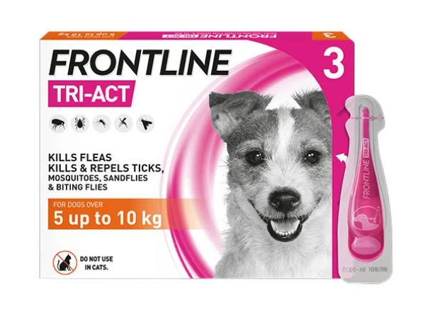 Frontline Tri-Act Dog Spot On For Small Dogs 5-10kg 3 Pipettes 3 Frontline Tri-Act Dog Spot On For Small Dogs 5-10kg 3 Pipettes
